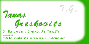 tamas greskovits business card